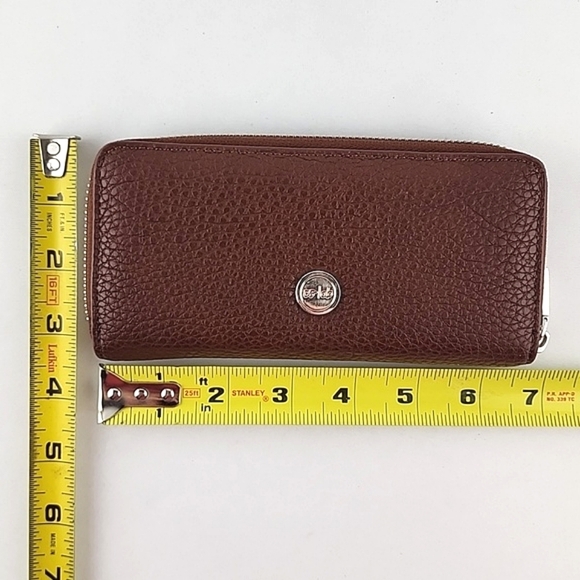 Co-Lab Small Zip Around Chestnut Brown Faux Leather Textured Pebbled Wallet - Picture 11 of 11